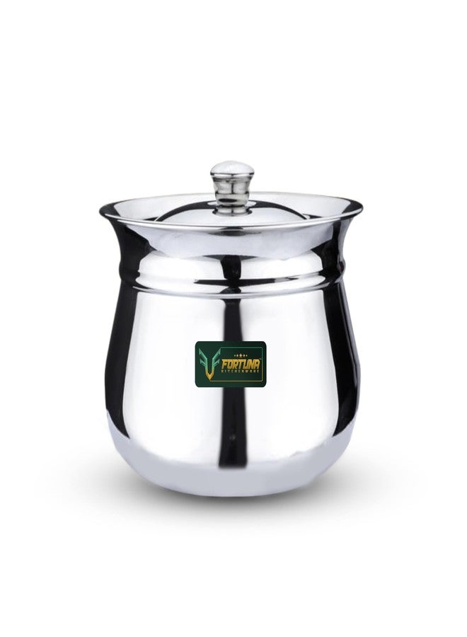 Fortuna Kitchenware, 700ml, 20 Gauge Stainless Steel Dahi Handi/Curd Pot with Lid | Stainless Steel Handi for Kitchen (Plain, 700ml) - Image 1